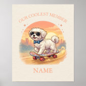 Custom Name Cool Maltese Dog Skateboarder  Poster (Vorne)