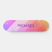 Custom Name Cool Retro Purple Brush Strokes Skateboard (Horizontal)
