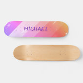 Custom Name Cool Retro Purple Brush Strokes Skateboard (Horizontal)