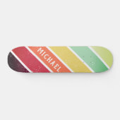 Custom Name Cool Retro Stripes Skateboard (Horizontal)
