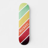 Custom Name Cool Retro Stripes Skateboard (Vorne)