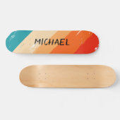 Custom Name Cool Retro Sunset Brush Strokes Skateboard (Horizontal)
