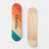 Custom Name Cool Retro Sunset Brush Strokes Skateboard (Vorderseite)