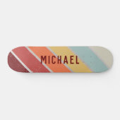 Custom Name Cool Retro Sunset Stripes Skateboard (Horizontal)