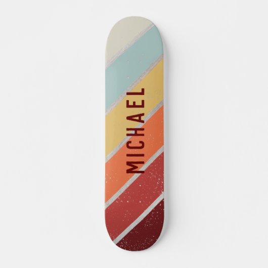 Custom Name Cool Retro Sunset Stripes Skateboard (Vorne)