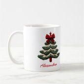 Custom Name Cozy Rustic Embroidered Christmas Tree Kaffeetasse (Links)