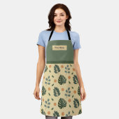 Custom Name Cream and Sage Green Botanical Apron Schürze (Getragen)