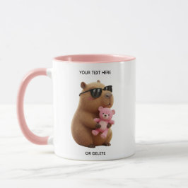 Custom Name Cute Capybara Teddy Bear Pink Mug Zweifarbige Tasse