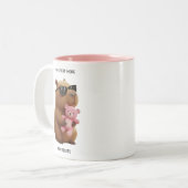 Custom Name Cute Capybara Teddy Bear Pink Mug Zweifarbige Tasse (Vorderseite Links)