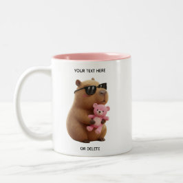 Custom Name Cute Capybara Teddy Bear Pink Mug Zweifarbige Tasse