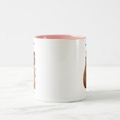 Custom Name Cute Capybara Teddy Bear Pink Mug Zweifarbige Tasse (Mittel)