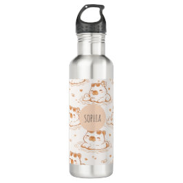 Custom Name Cute Capybara With Sunglasses Kids Edelstahlflasche