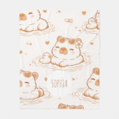 Custom Name Cute Capybara With Sunglasses Kids Fleecedecke (Vorderseite)