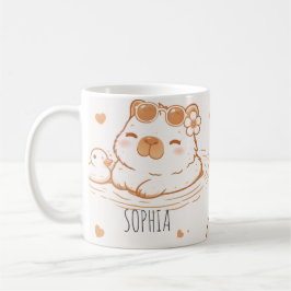 Custom Name Cute Capybara With Sunglasses Kids Kaffeetasse