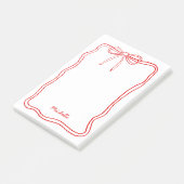 Custom Name Cute Coquette Red Ribbon Frame Post-it Klebezettel (angewinkelt)