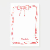 Custom Name Cute Coquette Red Ribbon Frame Post-it Klebezettel (Vorderseite)