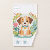 Custom Name Cute Floral Dog Puppy Kids Badhandtuch Set (Handtuch)