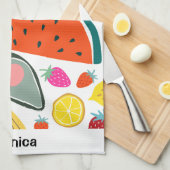 Custom Name Cute Fruits Background Geschirrtuch (Viertel Falte)