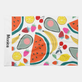 Custom Name Cute Fruits Background Geschirrtuch (Horizontal)