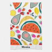Custom Name Cute Fruits Background Geschirrtuch (Vertikal)