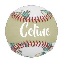 Custom name cute horses pattern baseball