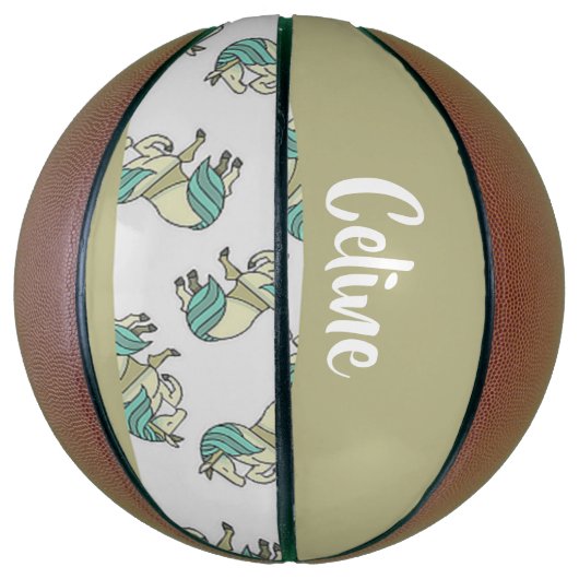 Custom name cute horses pattern basketball (Vertikal)
