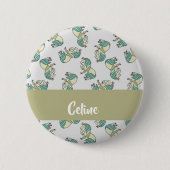 Custom name cute horses pattern button (Vorderseite)