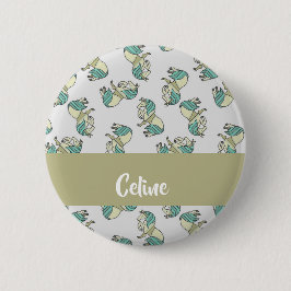 Custom name cute horses pattern button