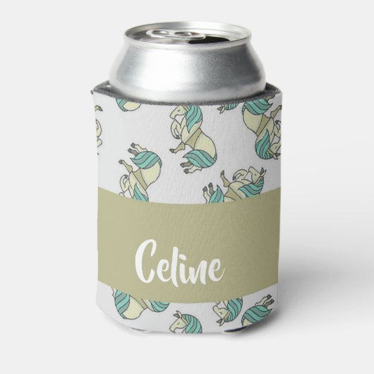 Custom name cute horses pattern dosenkühler (Kanne Rückseite)