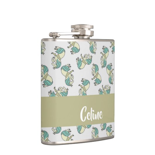 Custom name cute horses pattern flachmann (Rechts)