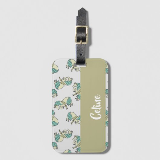 Custom name cute horses pattern gepäckanhänger (Vorderseite Vertikal)