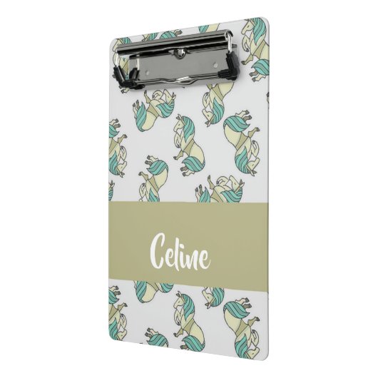 Custom name cute horses pattern mini klemmbrett (Gewinkelt2)