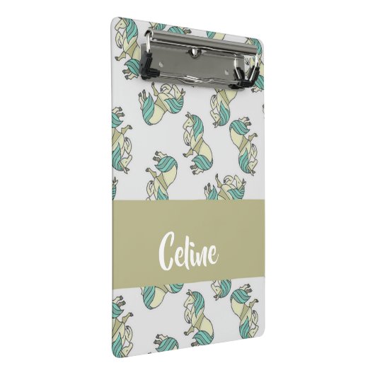 Custom name cute horses pattern mini klemmbrett (Schrägansicht)