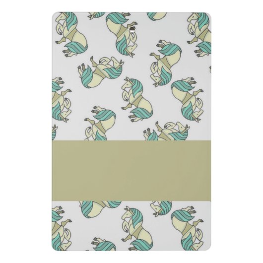 Custom name cute horses pattern mini klemmbrett (Rückseite)