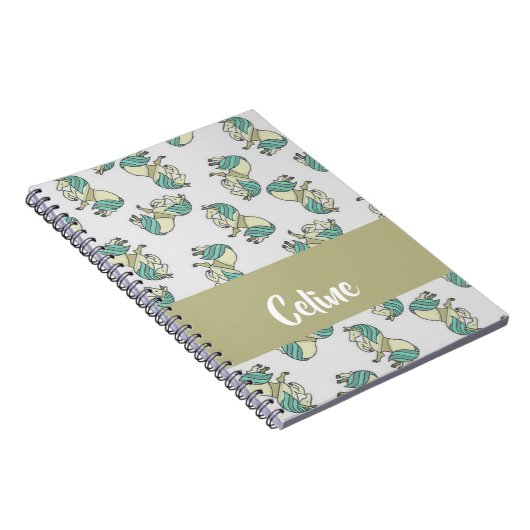 Custom name cute horses pattern notizblock (Rechte Seite)