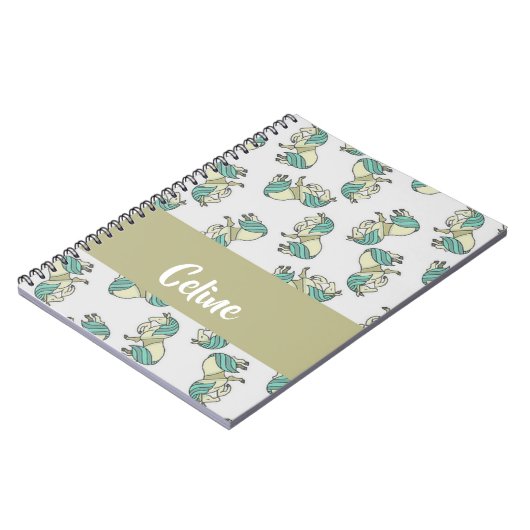 Custom name cute horses pattern notizblock (Linke Seite)