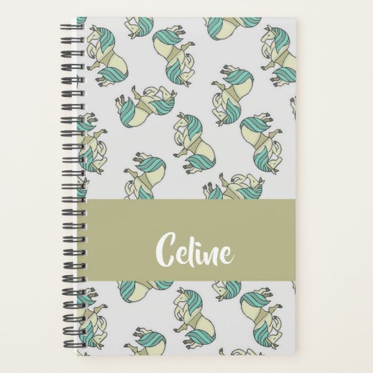 Custom name cute horses pattern planer (Vorderseite)