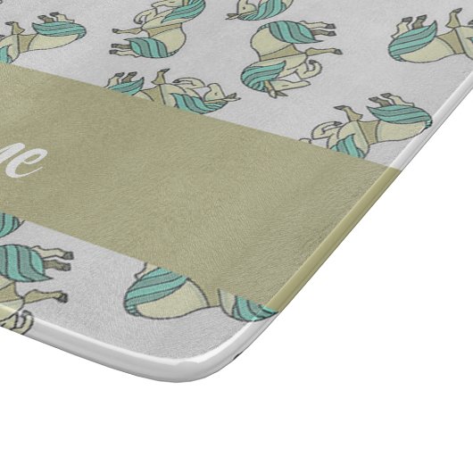 Custom name cute horses pattern schneidebrett (Ecke)