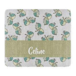 Custom name cute horses pattern schneidebrett