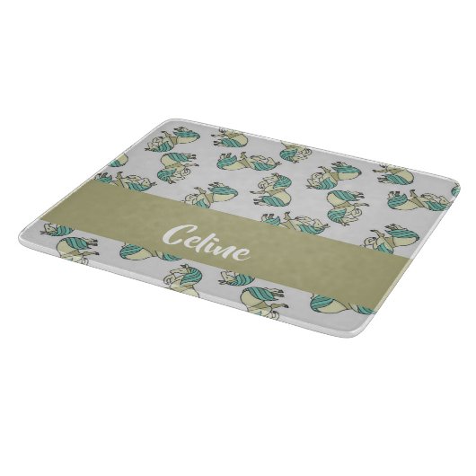 Custom name cute horses pattern schneidebrett (Ecke)