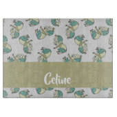 Custom name cute horses pattern schneidebrett (Vorderseite)