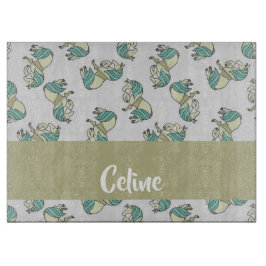 Custom name cute horses pattern schneidebrett