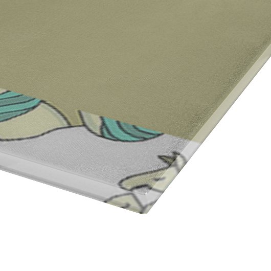 Custom name cute horses pattern schneidebrett (Ecke)