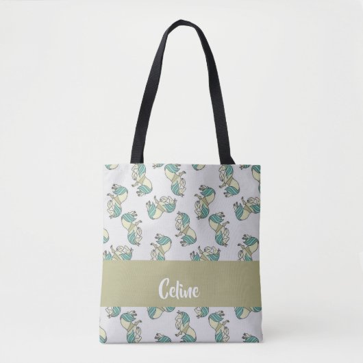 Custom name cute horses pattern tasche (Vorderseite)