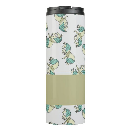 Custom name cute horses pattern thermosbecher (Rückseite)