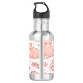 Custom Name Cute Pastel Capybara Bow Girls Edelstahlflasche (Rückseite)