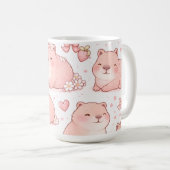 Custom Name Cute Pastel Capybara Bow Girls Kaffeetasse (VorderseiteRechts)