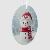 Custom Name Cute Snowman Christmas Ornament (Vorderseite)