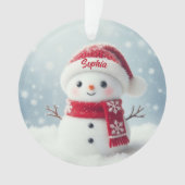 Custom Name Cute Snowman Christmas Ornament (Vorderseite)