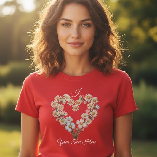 Custom Name Daisy Flower Heart Valentine’s Day T-Shirt